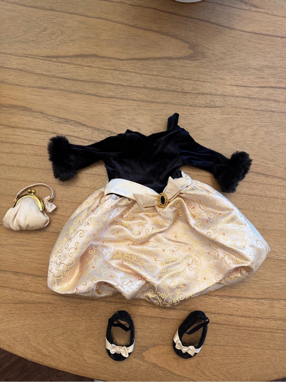 American Girl Black and Cream Doll Dress with Matching Accessories